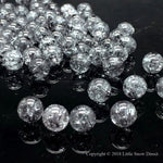 Black Round Glass Crackle Loose Beads - 100 pcs