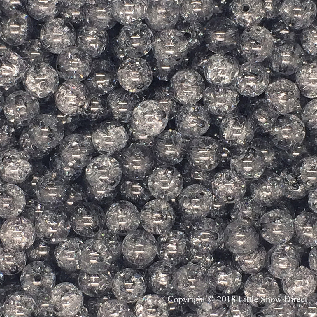 Black Round Glass Crackle Loose Beads - 100 pcs