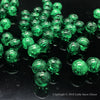 Forest Green Round Glass Crackle Loose Beads - 100 pcs