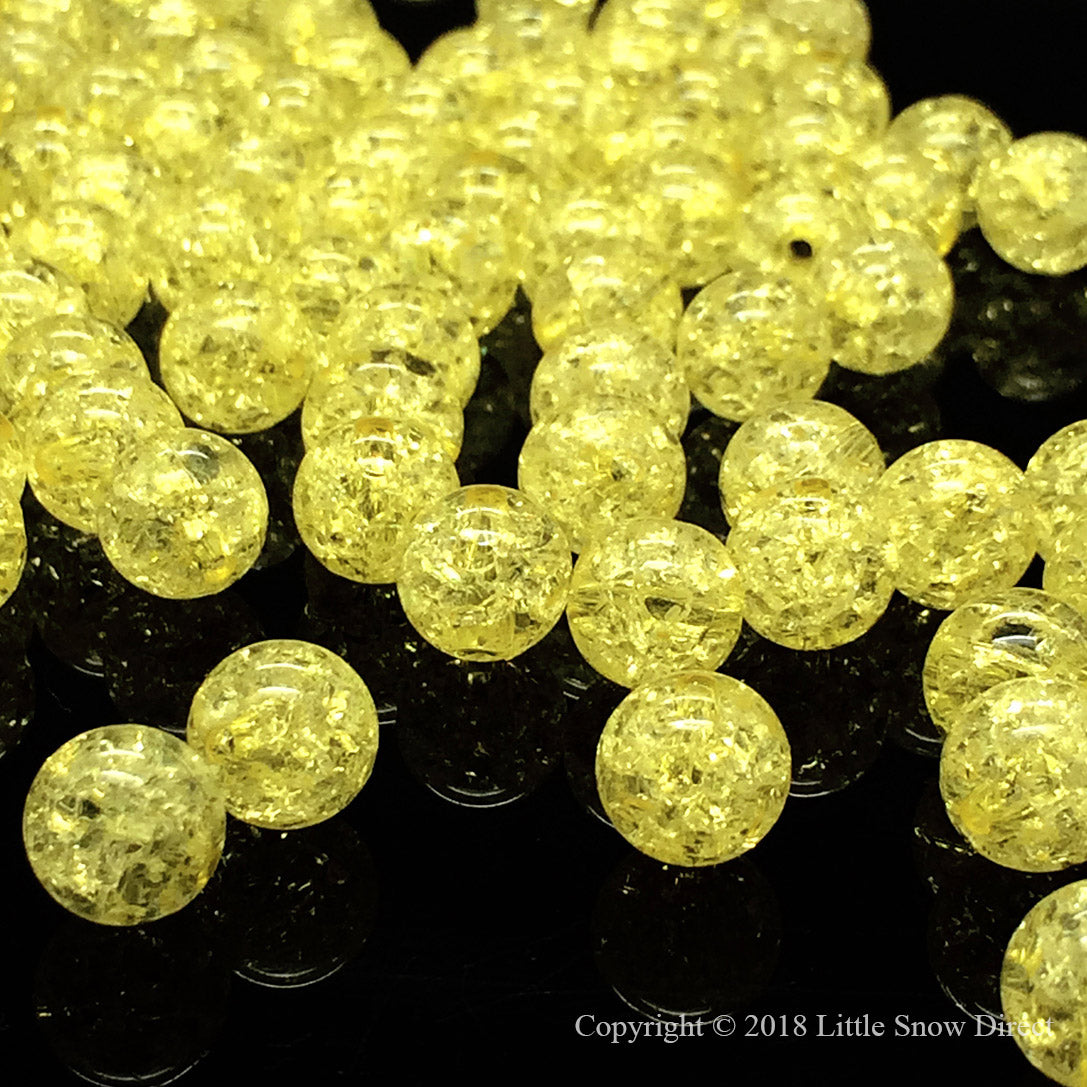 Lemon Round Glass Crackle Loose Beads - 100 pcs