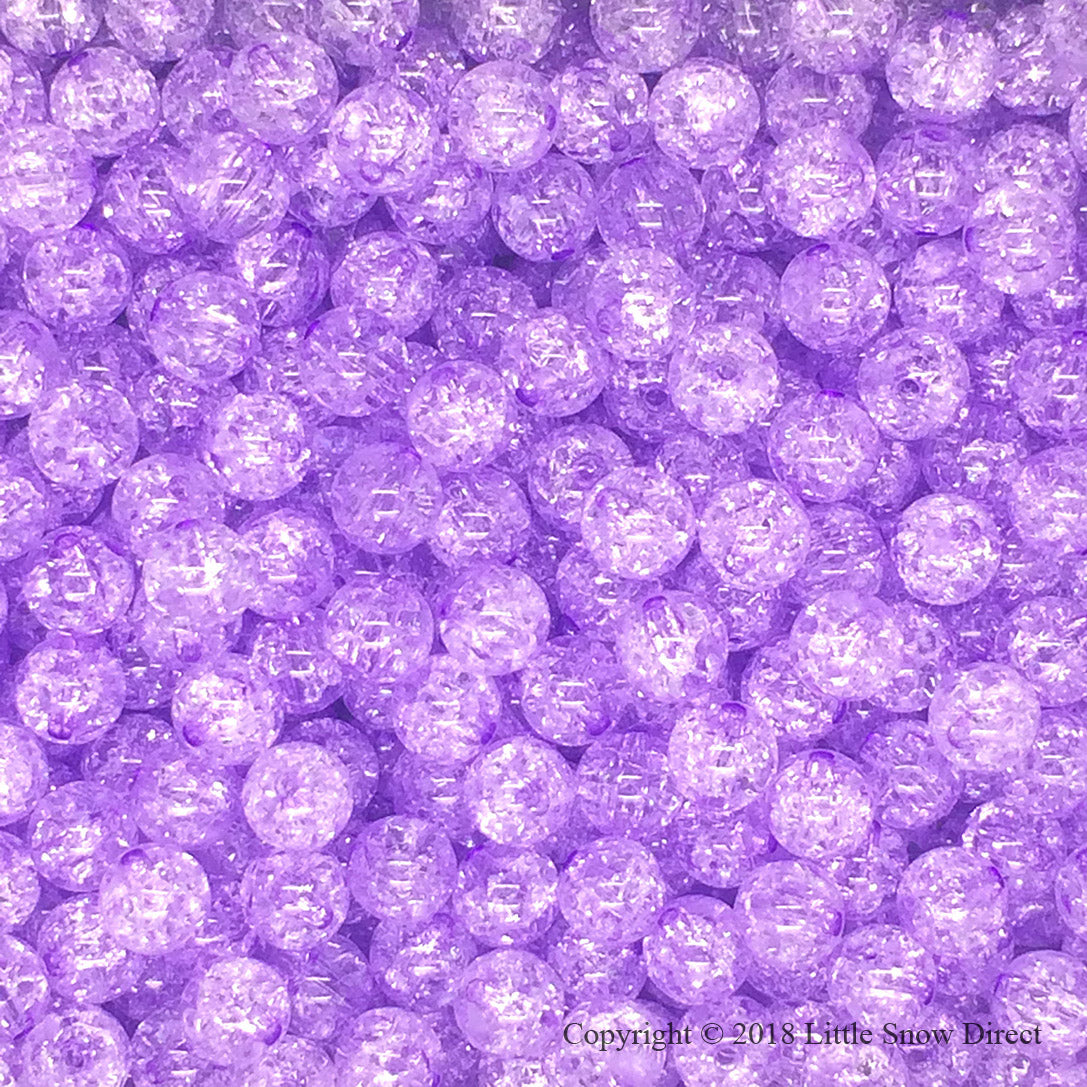 Lilac Round Glass Crackle Loose Beads - 100 pcs