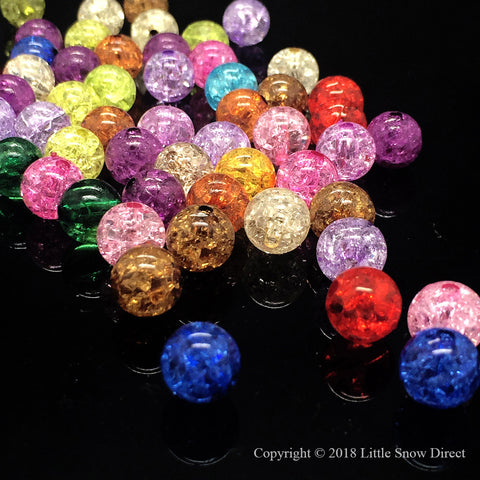 Mixed Colours Round Glass Crackle Loose Beads - 100 pcs