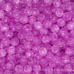 Purple Round Glass Crackle Loose Beads - 100 pcs