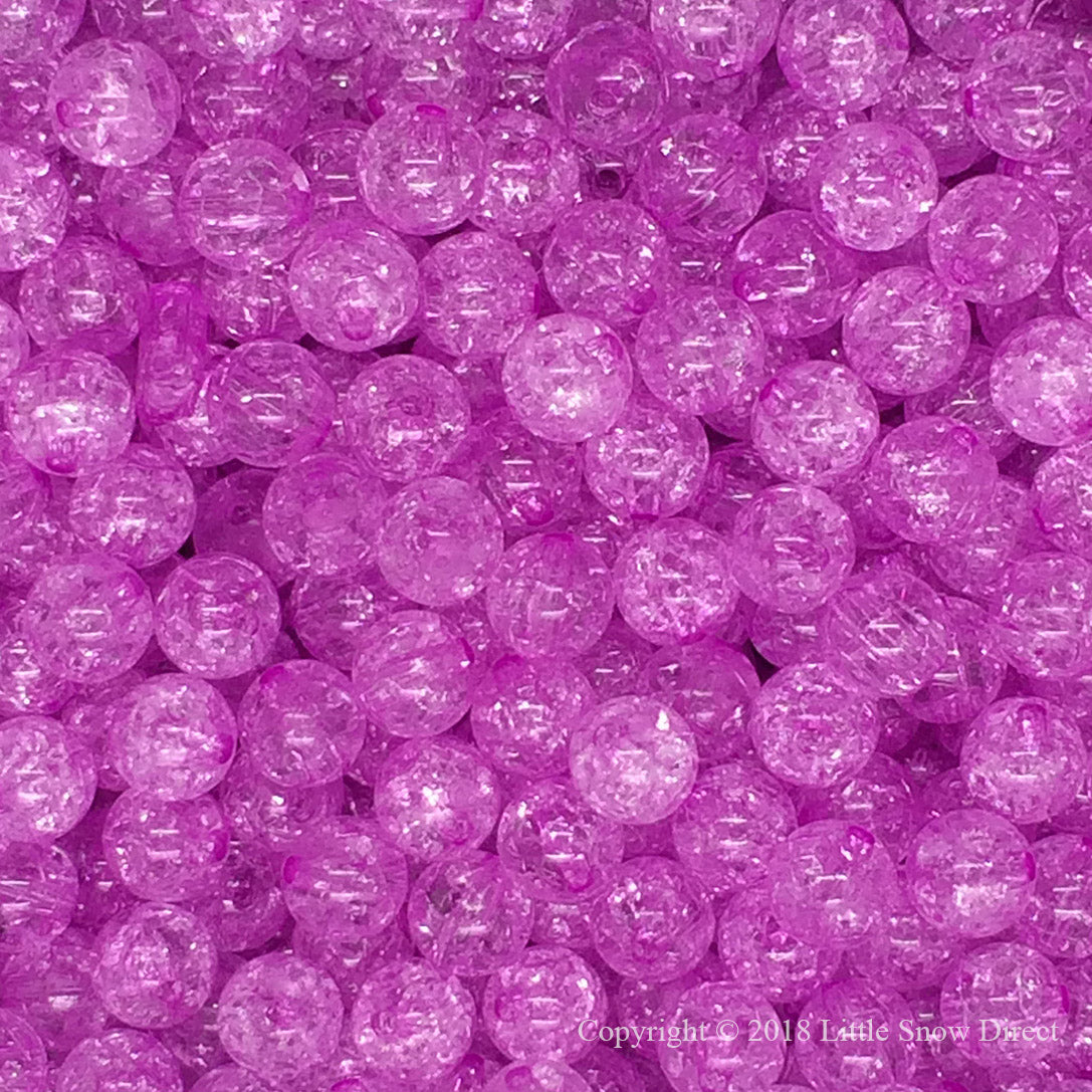 Purple Round Glass Crackle Loose Beads - 100 pcs