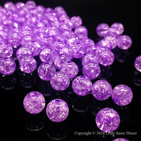 Purple Round Glass Crackle Loose Beads - 100 pcs