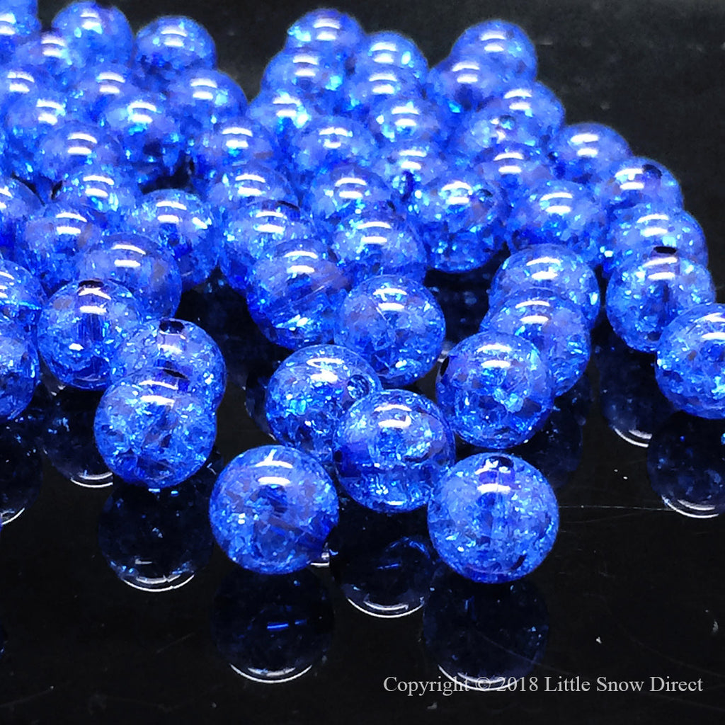 Royal Blue Round Glass Crackle Loose Beads - 100 pcs
