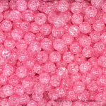 Rose Pink Round Glass Crackle Loose Beads - 100 pcs