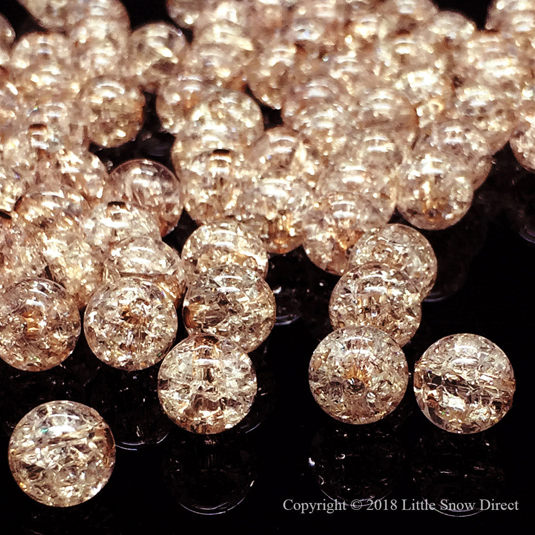 Taupe Round Glass Crackle Loose Beads - 100 pcs