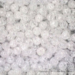White Round Glass Crackle Loose Beads - 100 pcs