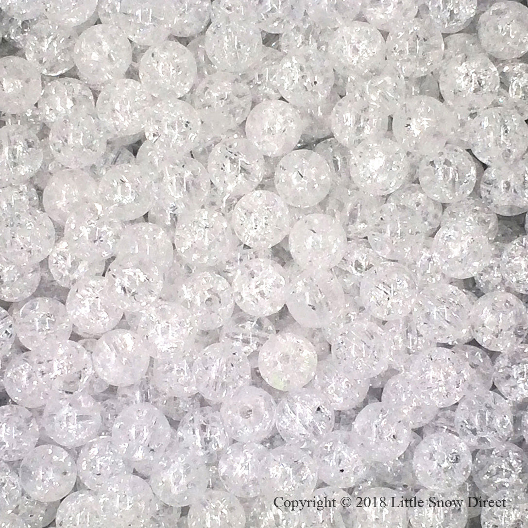 White Round Glass Crackle Loose Beads - 100 pcs