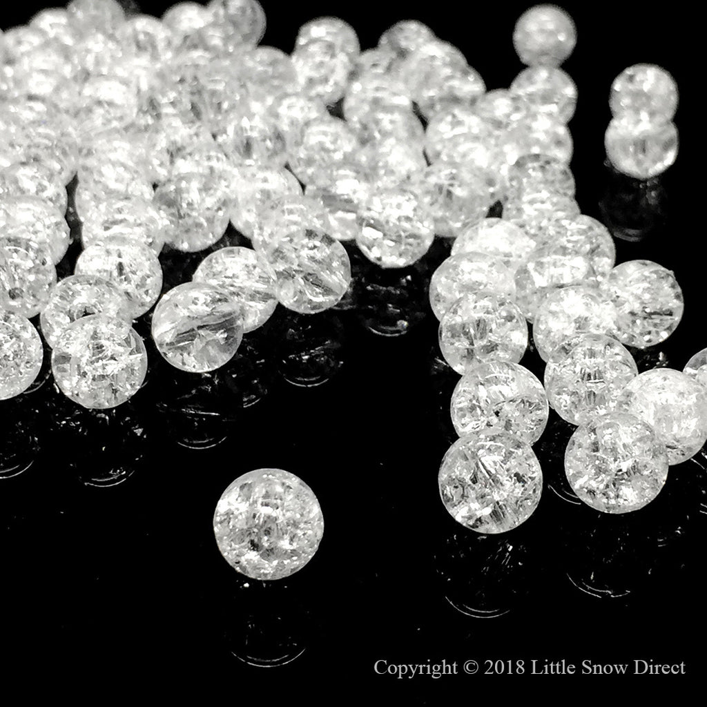 White Round Glass Crackle Loose Beads - 100 pcs