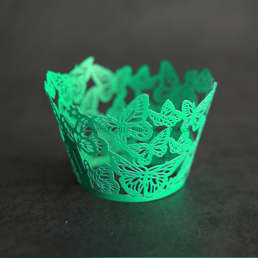 Green Butterfly Laser Cut Cupcake Wrappers / Cases - 20 pcs