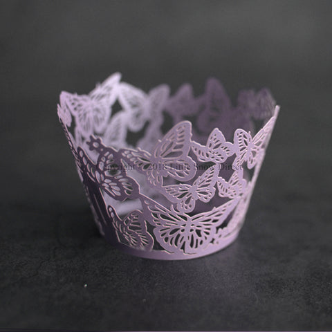 Lilac Butterfly Laser Cut Cupcake Wrappers / Cases - 20 pcs