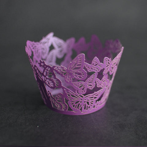 Purple Butterfly Laser Cut Cupcake Wrappers / Cases - 20 pcs