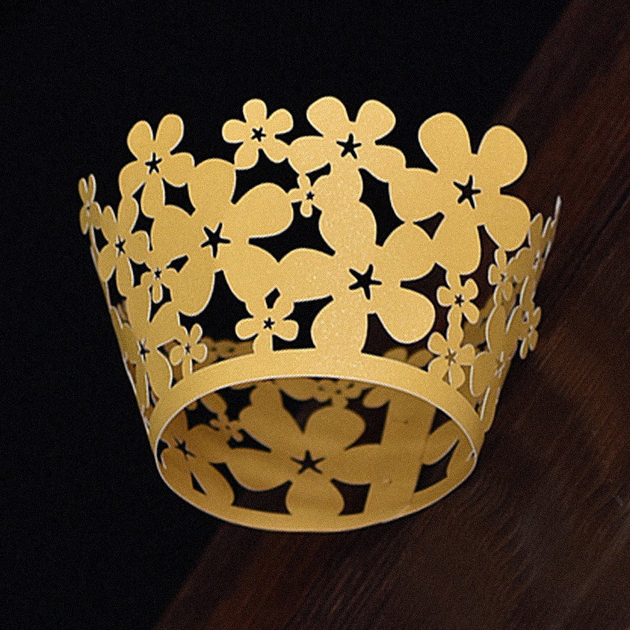 Gold Lace Flower Laser Cut Cupcake Wrappers / Cases - 20 pcs