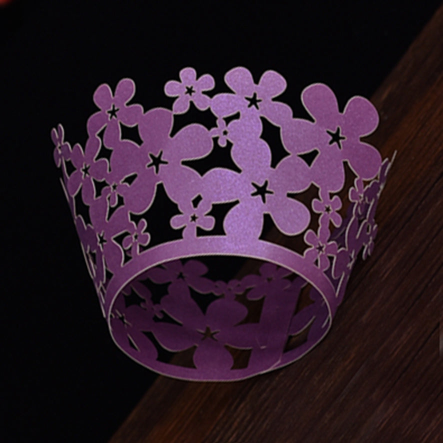 Purple Lace Flower Laser Cut Cupcake Wrappers / Cases - 20 pcs