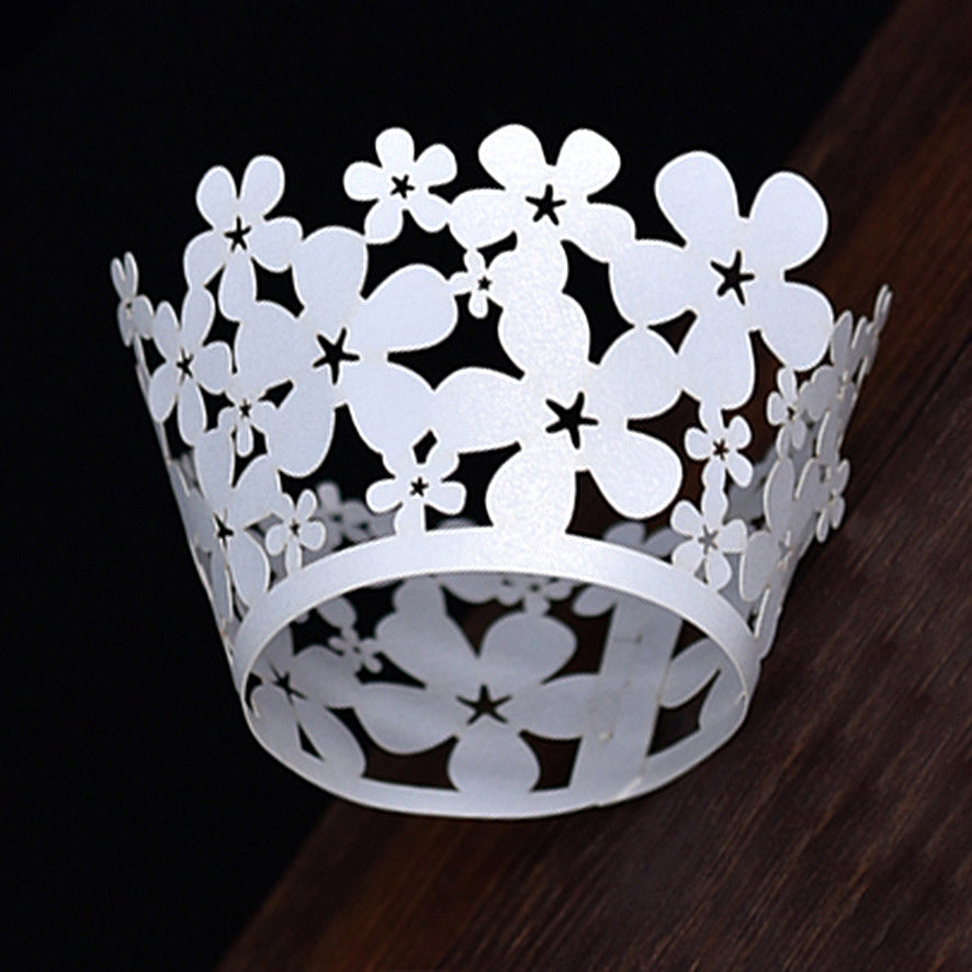 White Lace Flower Laser Cut Cupcake Wrappers / Cases - 20 pcs