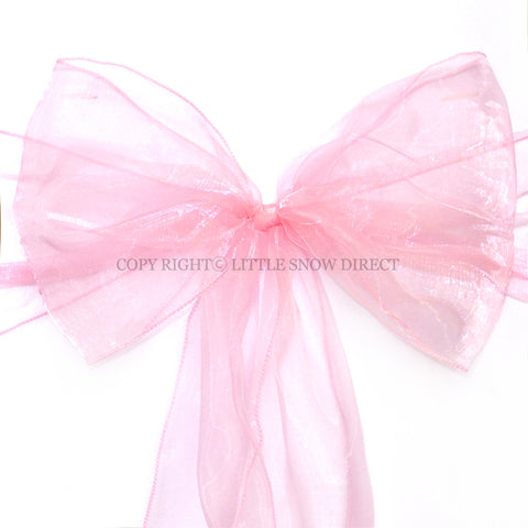 Baby Pink Organza Chair Sash Bows (Pack of 10)