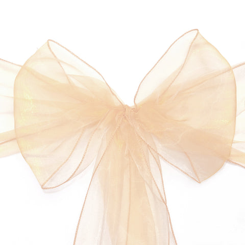 Cream Organza Chair Sash Bows (Pack of 10)