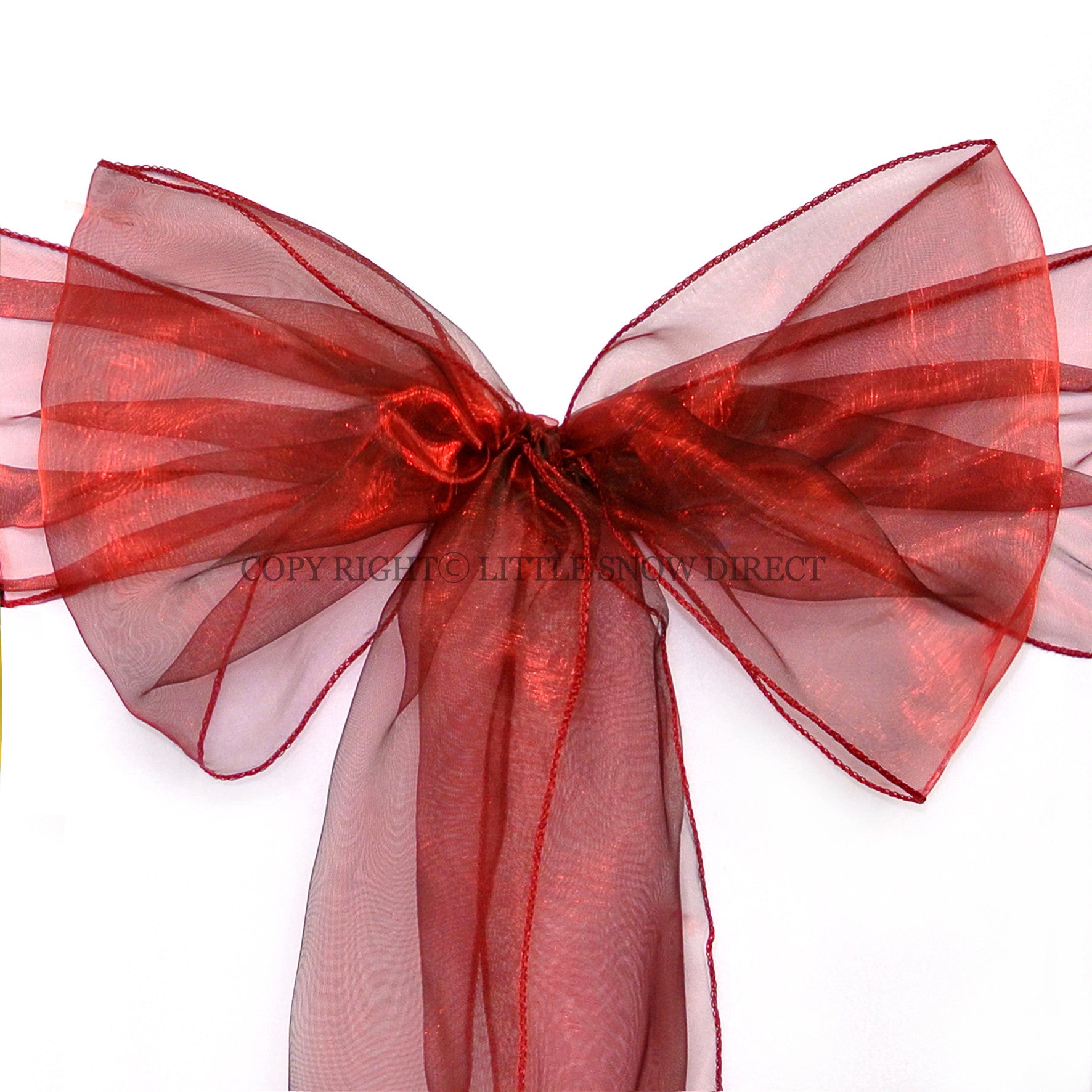Dark Red Organza Chair Sash Bows (Pack of 10)