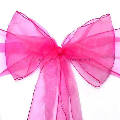 Cerise Organza Chair Sash Bows (Pack of 10)