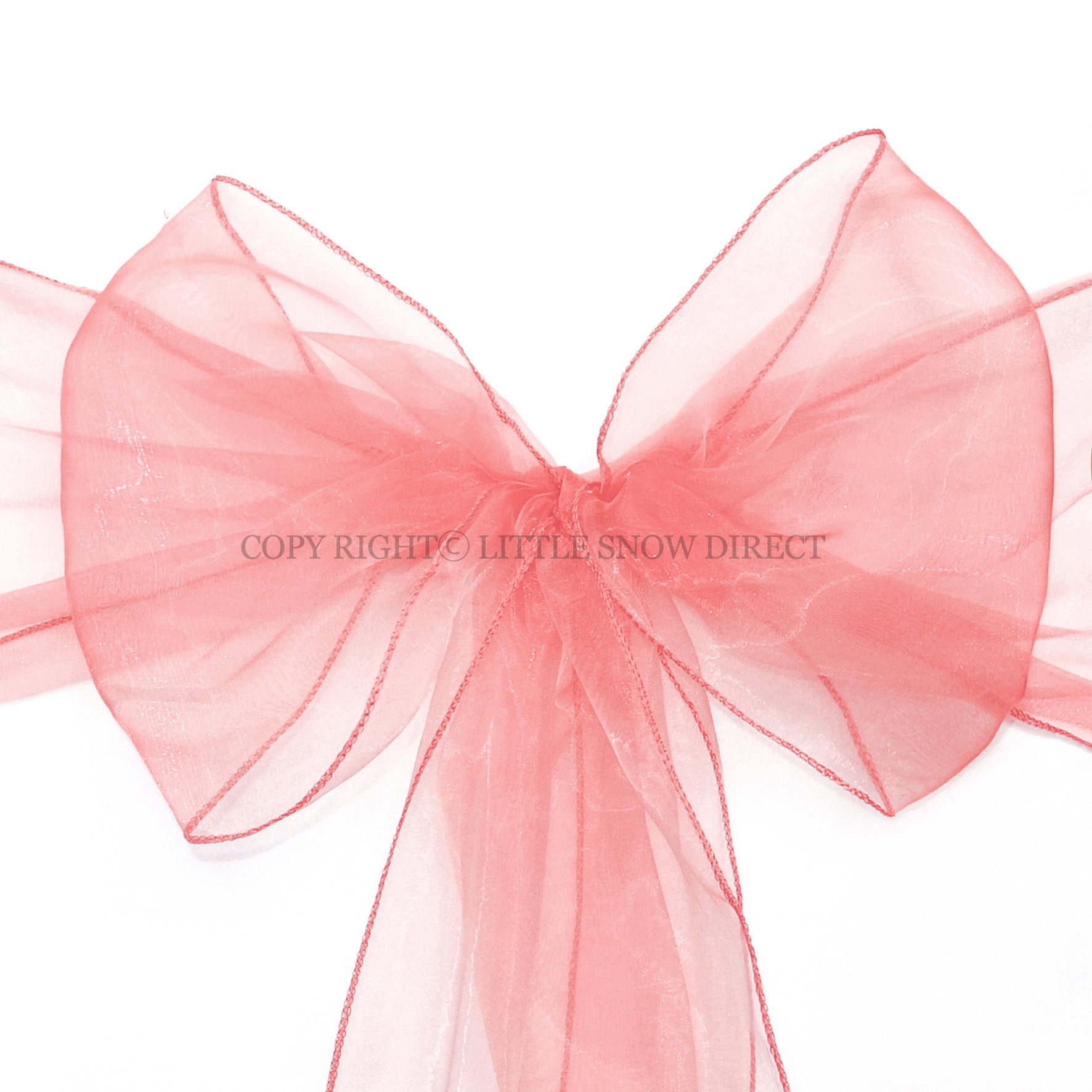 Light Coral Organza Chair Sash Bows (Pack of 10)
