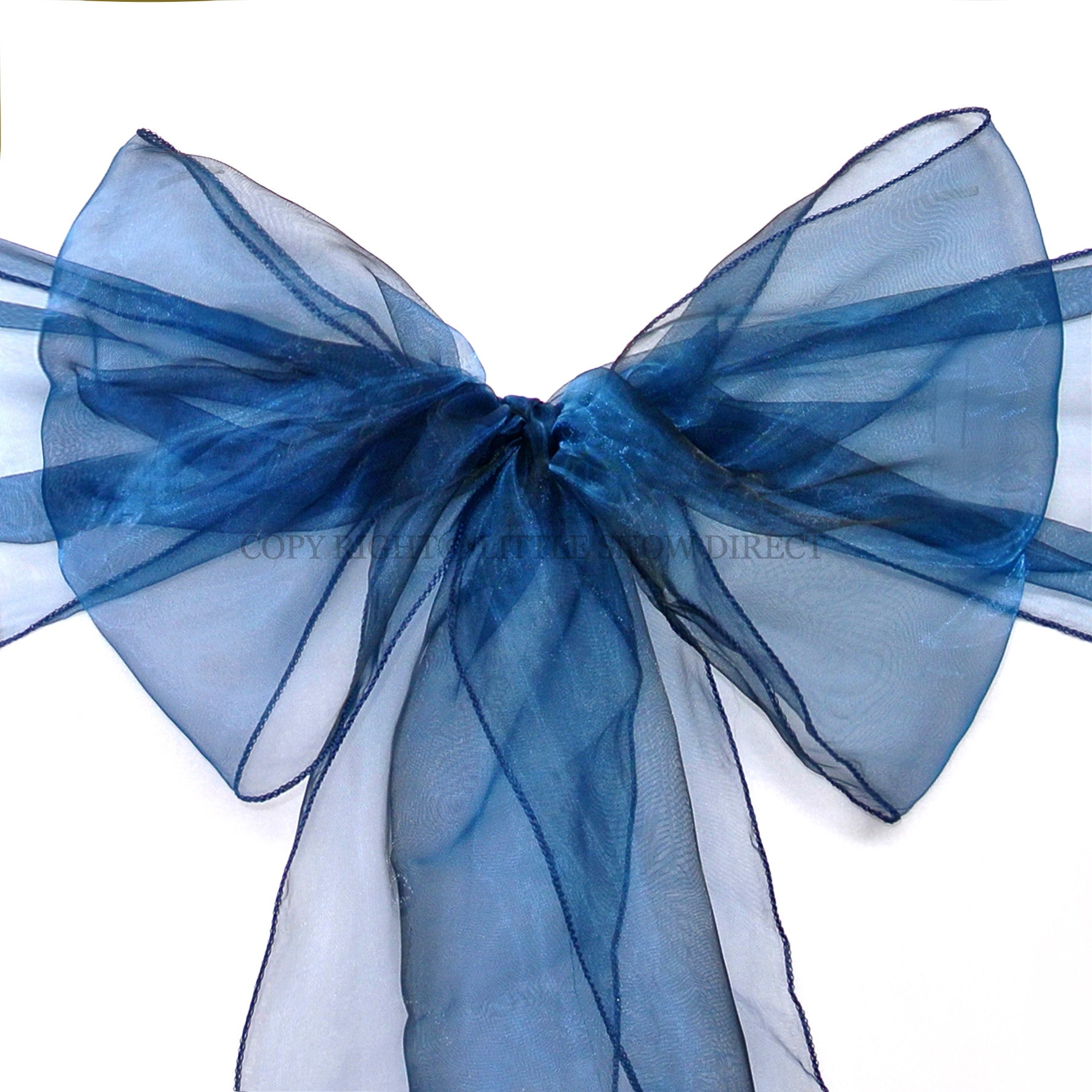 Navy Organza Chair Sash Bows (Pack of 10)