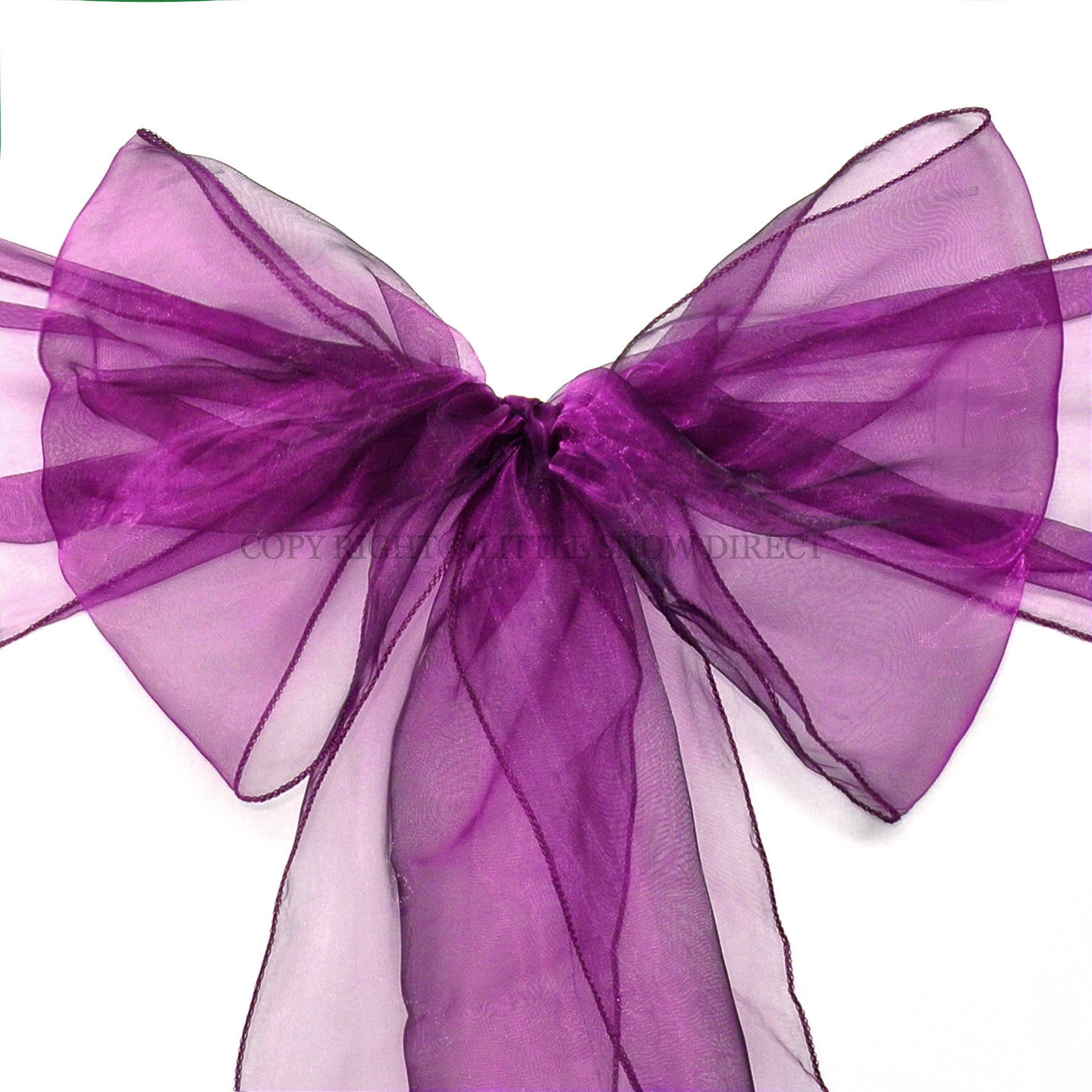 Plum Organza Chair Sash Bows (Pack of 10)