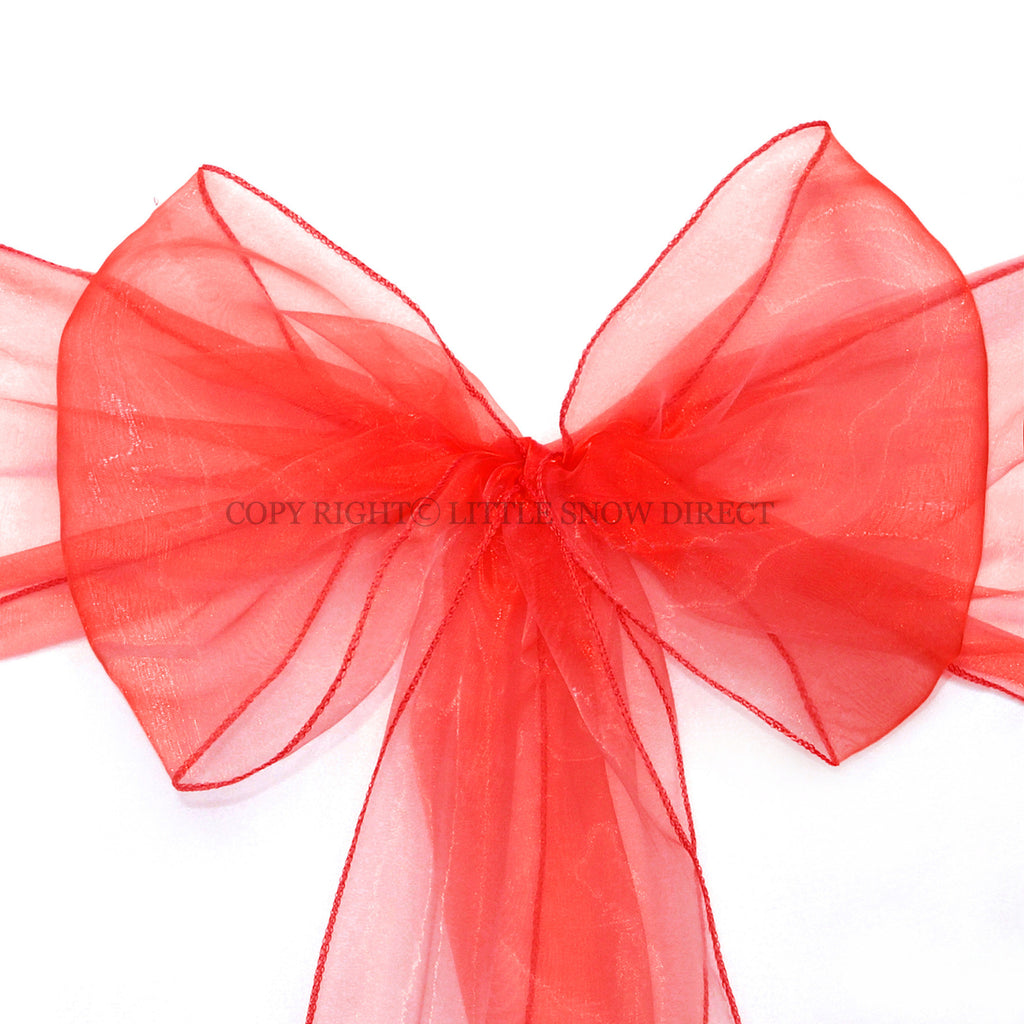 Hot Red Organza Chair Sash Bows (Pack of 10)