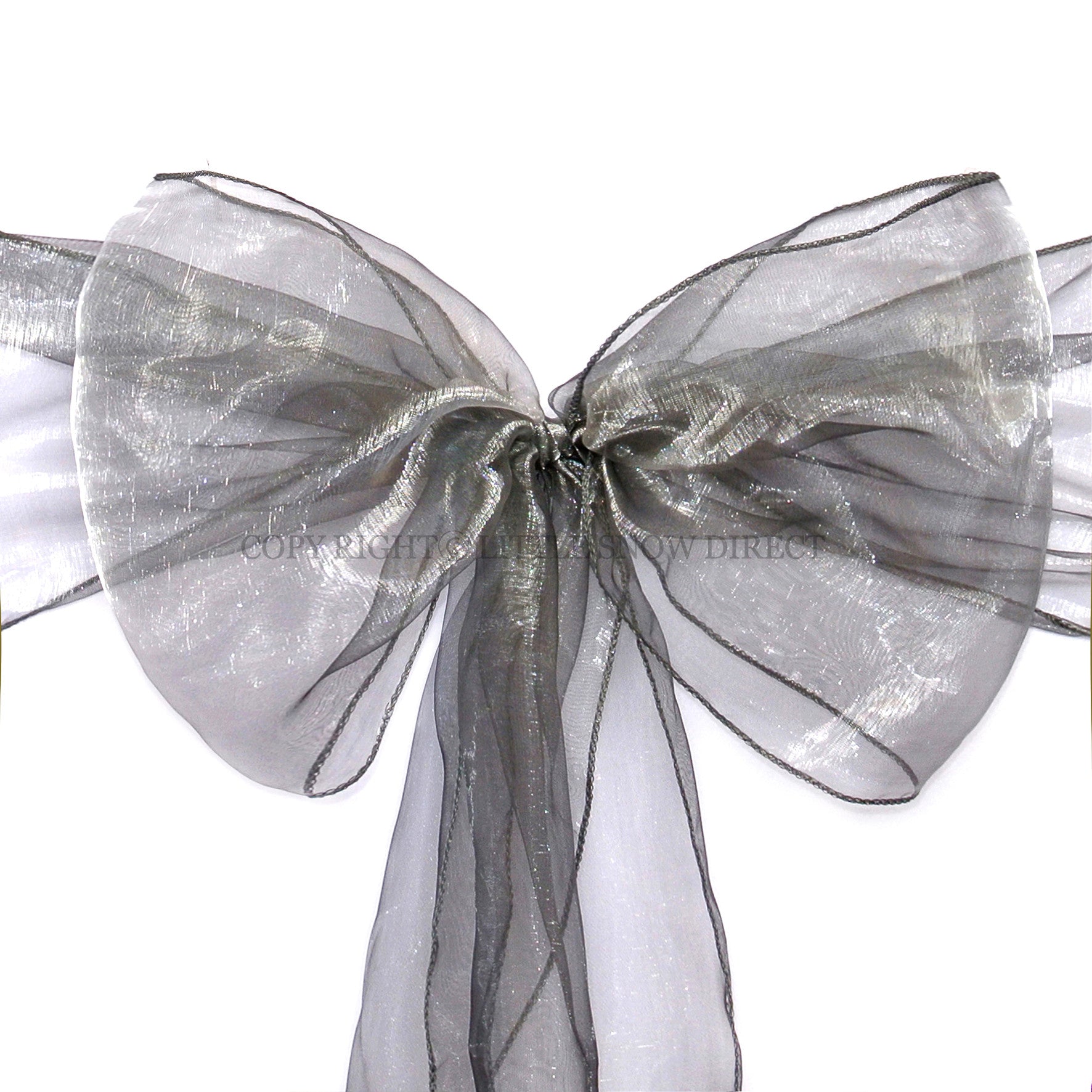 Silver Organza Chair Sash Bows (Pack of 10)