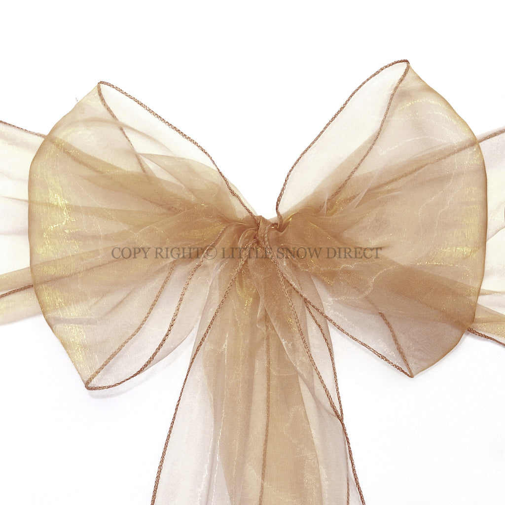 Taupe Organza Chair Sash Bows (Pack of 10)