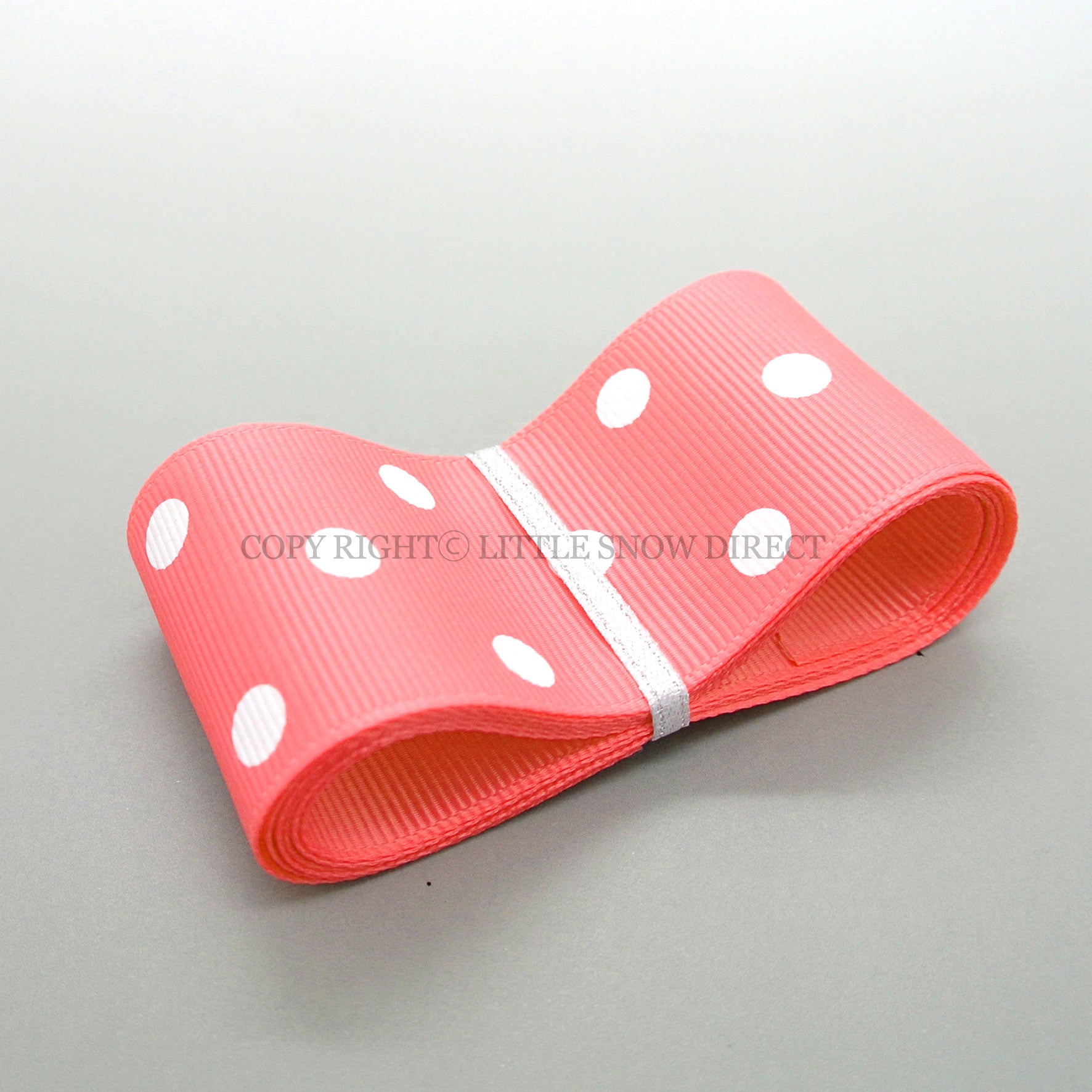 Coral 38mm Polka Dot Grosgrain Ribbon