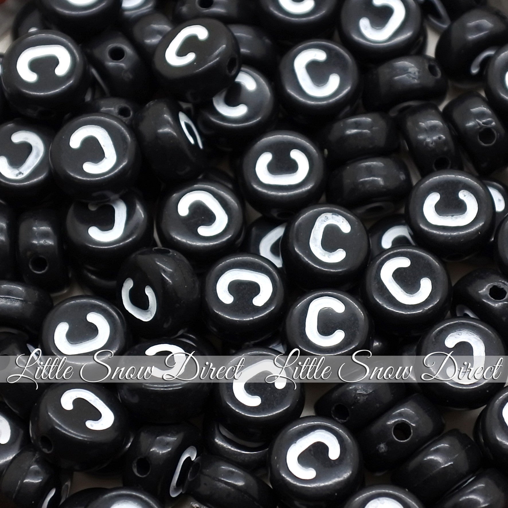 Black Letter Alphabet Coin Beads (100 pcs)