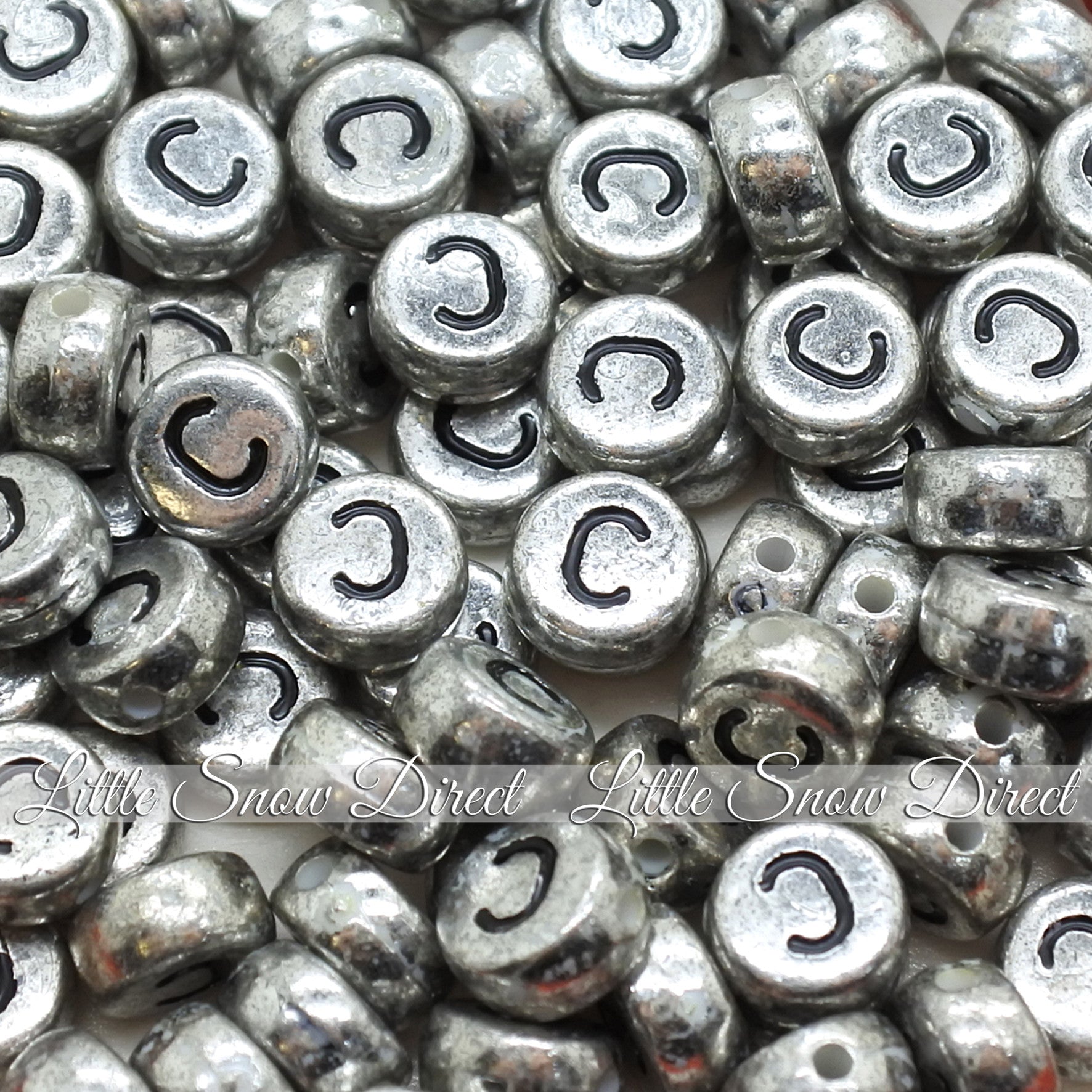 Vintage Silver Letter Alphabet Coin Beads (100 pcs)