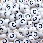 White Letter Alphabet Coin Beads (100 pcs)
