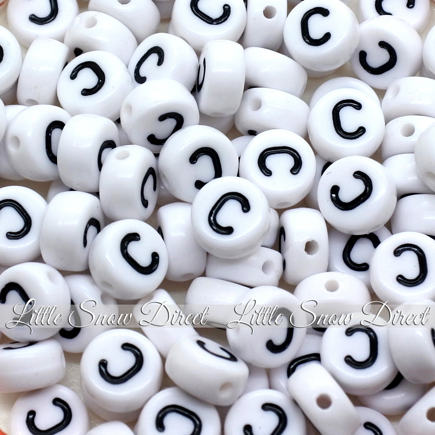 White Letter Alphabet Coin Beads (100 pcs)