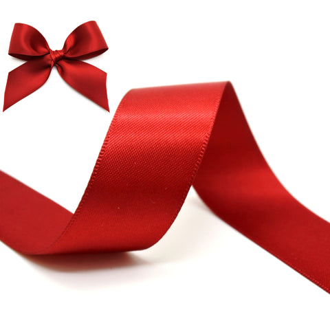 Deep Red Double Sided Satin Ribbon