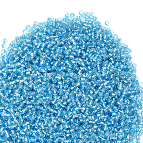 Baby Blue Silver Lined Glass Seed Beads (50g)