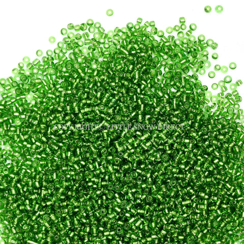 Emerald Silver Lined Glass Seed Beads (50g)