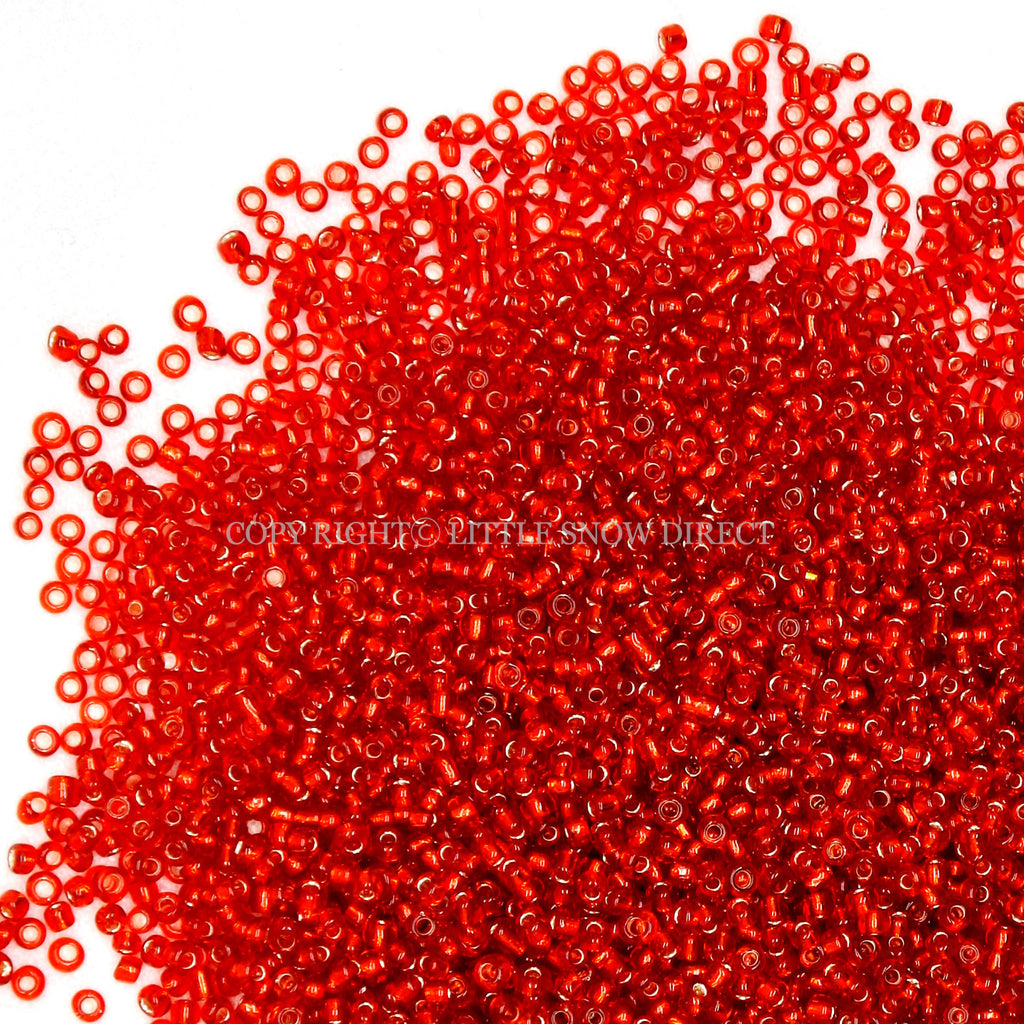 Red Silver Lined Glass Seed Beads (50g)