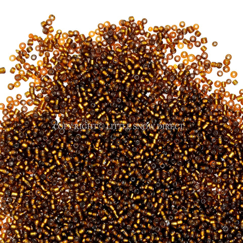 Golden Brown Silver Lined Glass Seed Beads (50g)