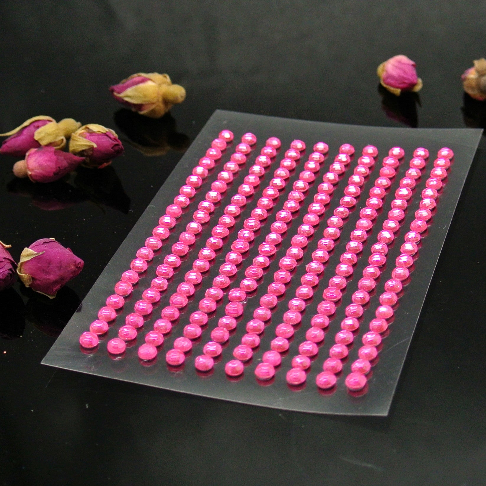 Cerise Self-Adhesive Stick On Rhinestone Gems (200pcs)