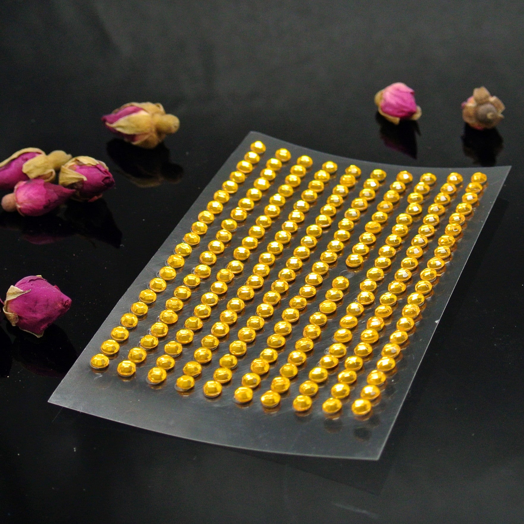 Yellow Gold Self-Adhesive Stick On Rhinestone Gems (200pcs)