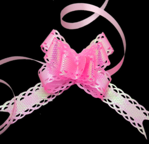 Baby Pink Small Butterfly Pull Bow - Pack Of 10