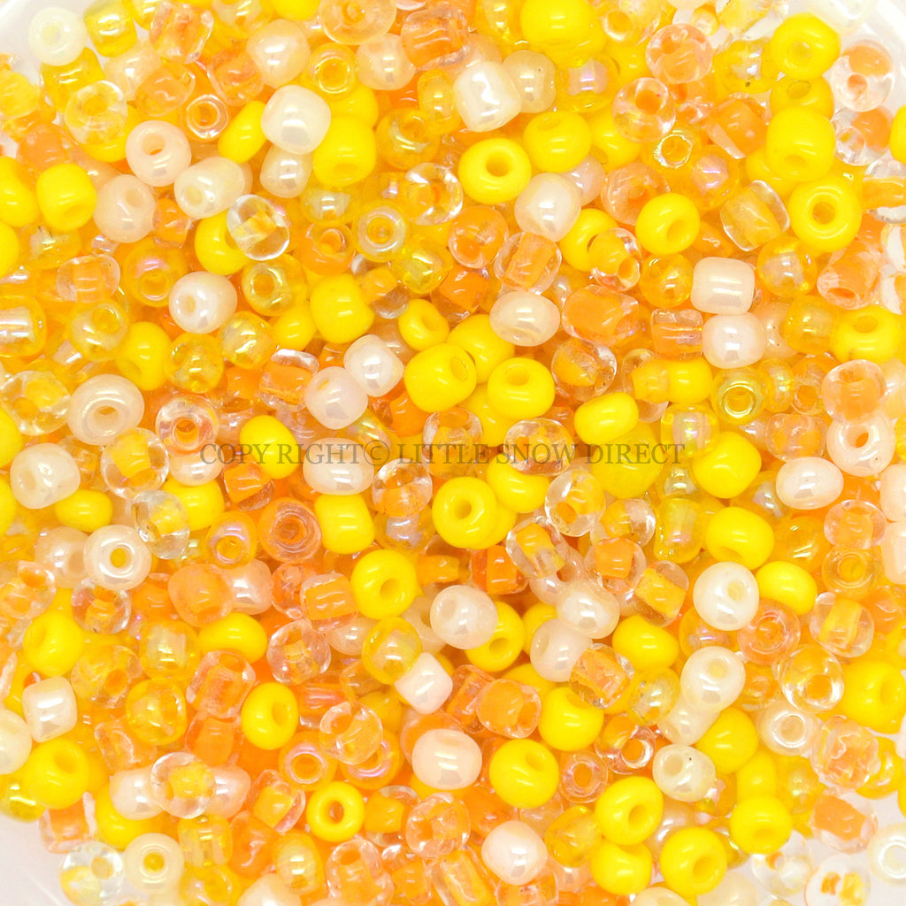 Yellow Mixed Shades Glass Seed Beads (50g)
