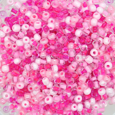 Pink Mixed Shades Glass Seed Beads (50g)