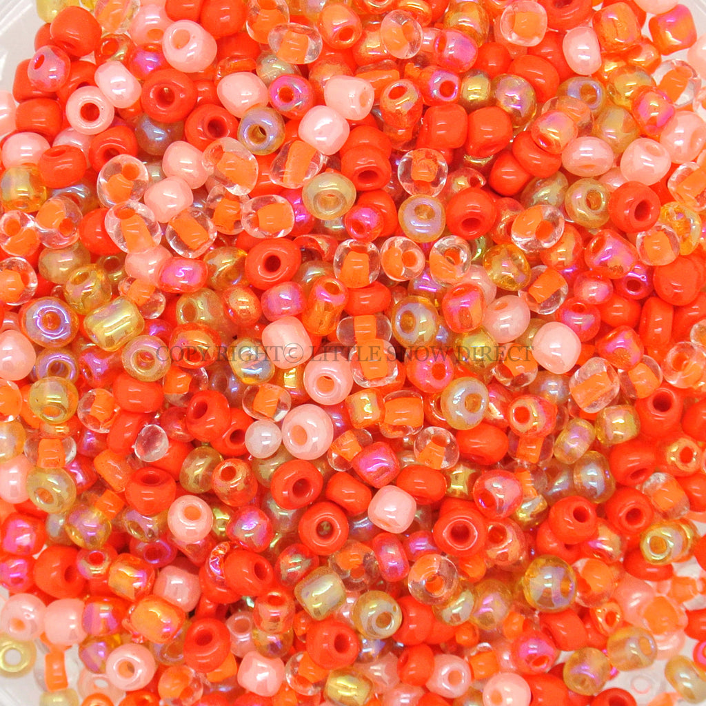 Orange Mixed Shades Glass Seed Beads (50g)