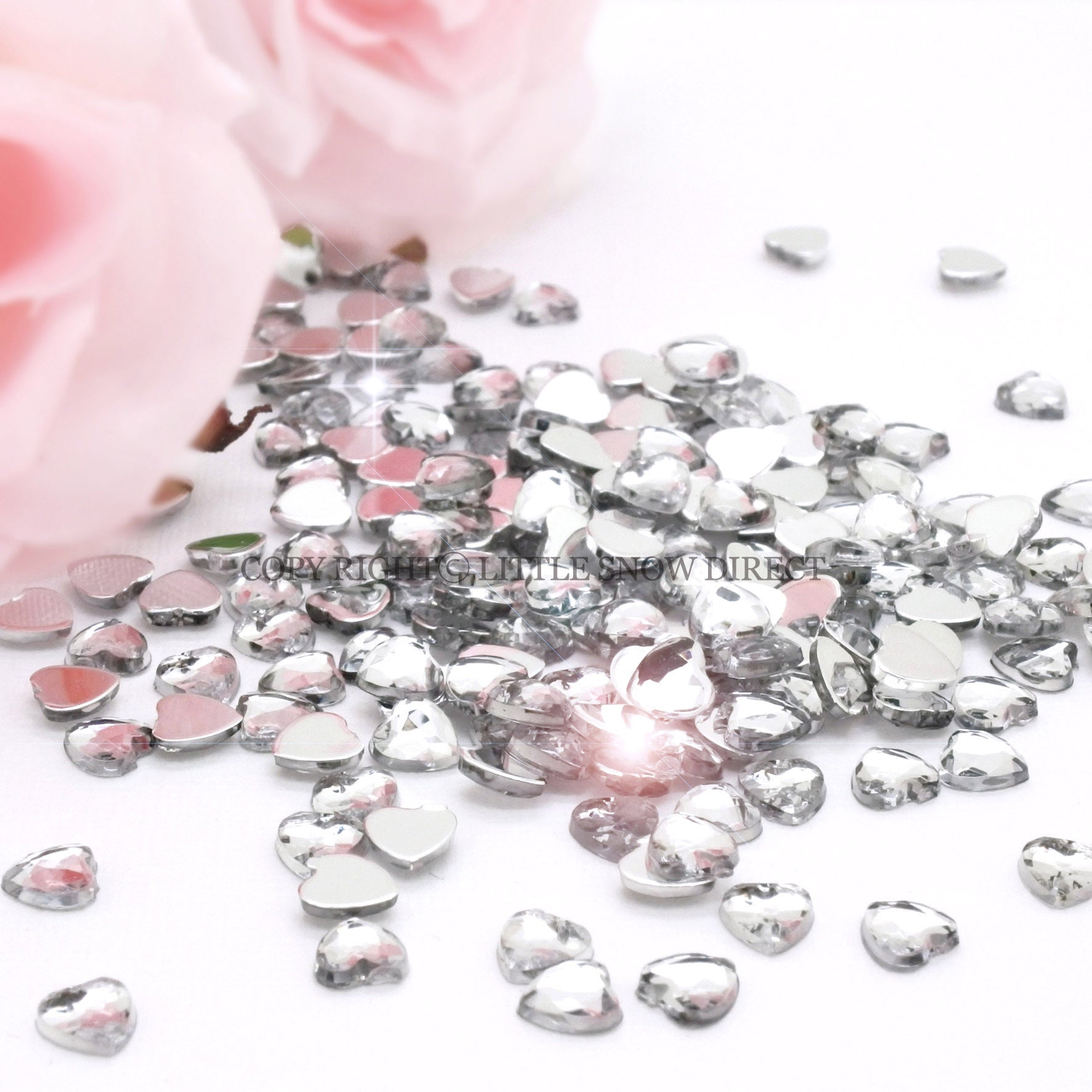 Clear Heart Shaped Flat Back Rhinestone Gems