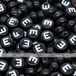 Black Letter Alphabet Coin Beads (100 pcs)