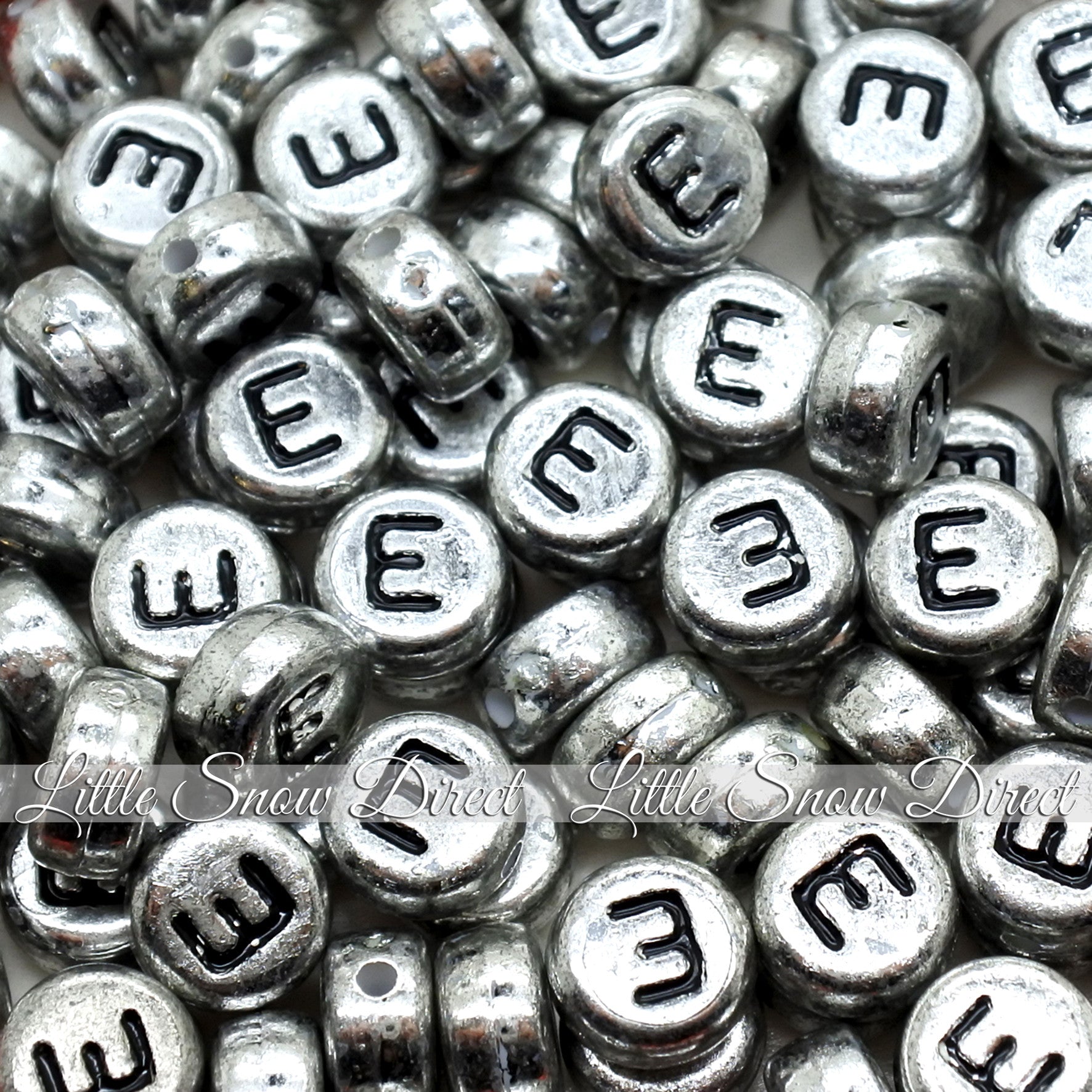 Vintage Silver Letter Alphabet Coin Beads (100 pcs)
